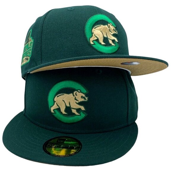New Era Chicago Cubs 59FIFTY Fitted Hat World Series Side Patch Green Size 7 7/8